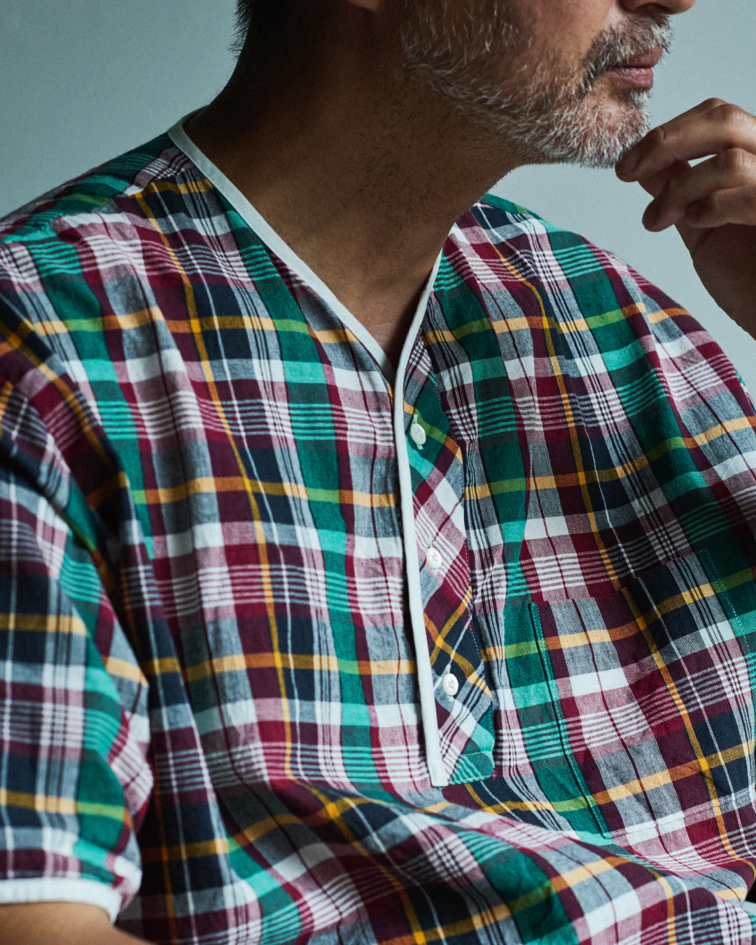 Henley Neck / Albert Madras Plaid - Image 7